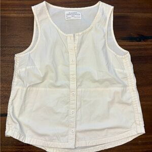 REI Cream Button Down Sleeveless Shirt